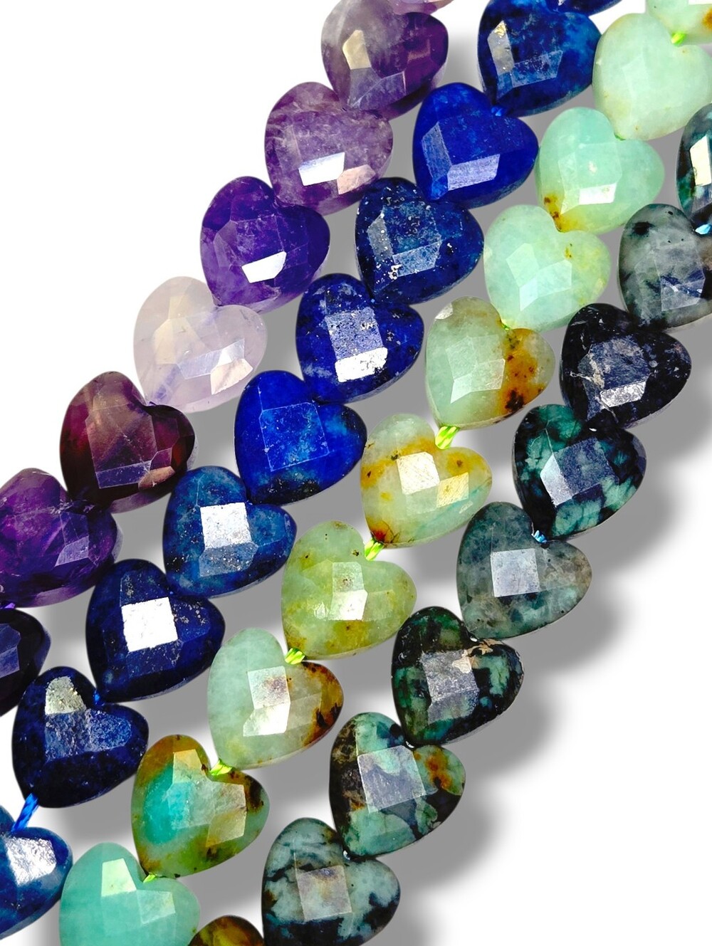 Beads, 8mm Faceted Gemstone Heart Beads YOU CHOOSE!  New Jewelry Making Supplies